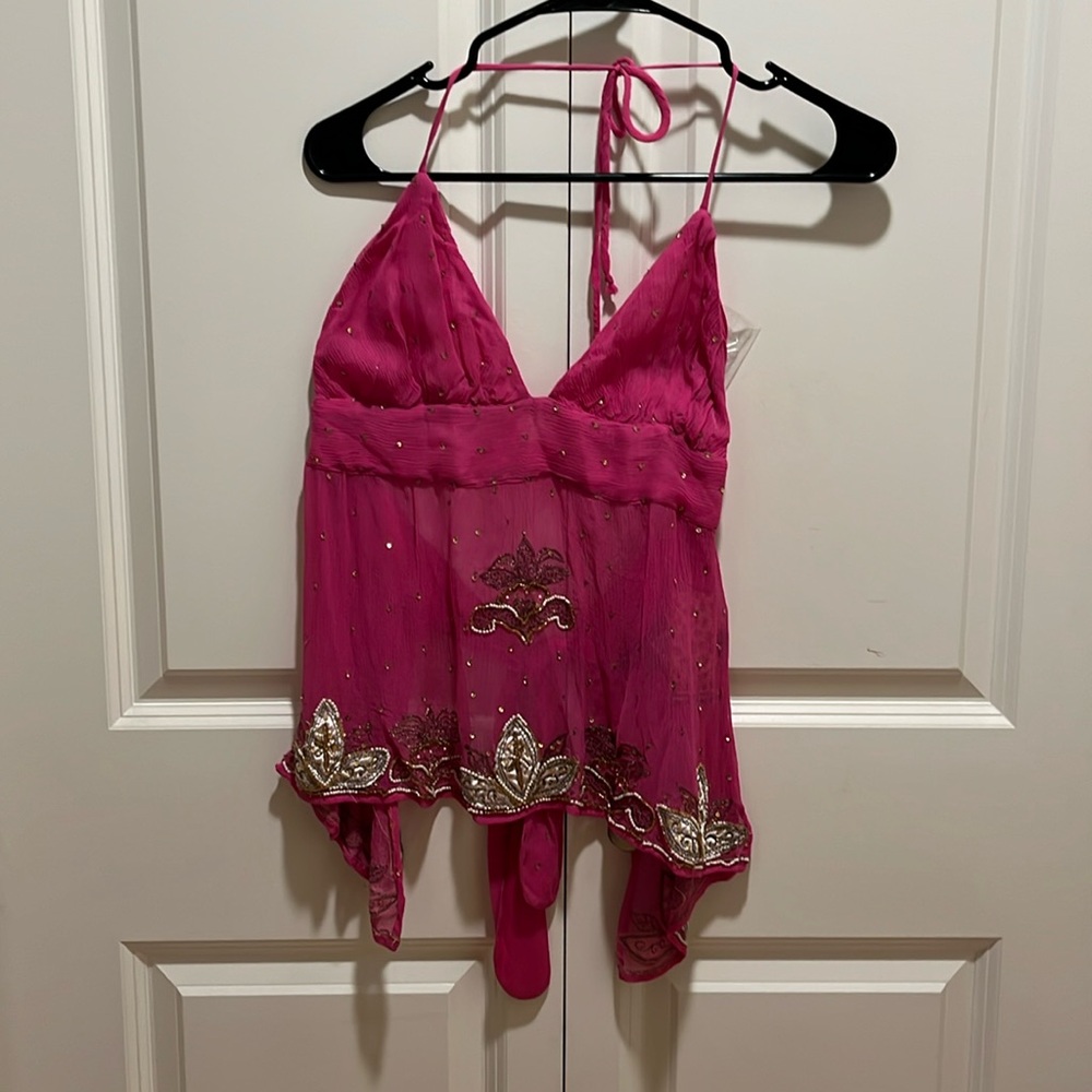 Sexy Beaded 100% Silk Halter